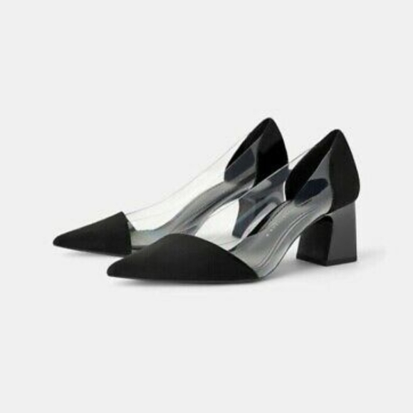 zara black block heels